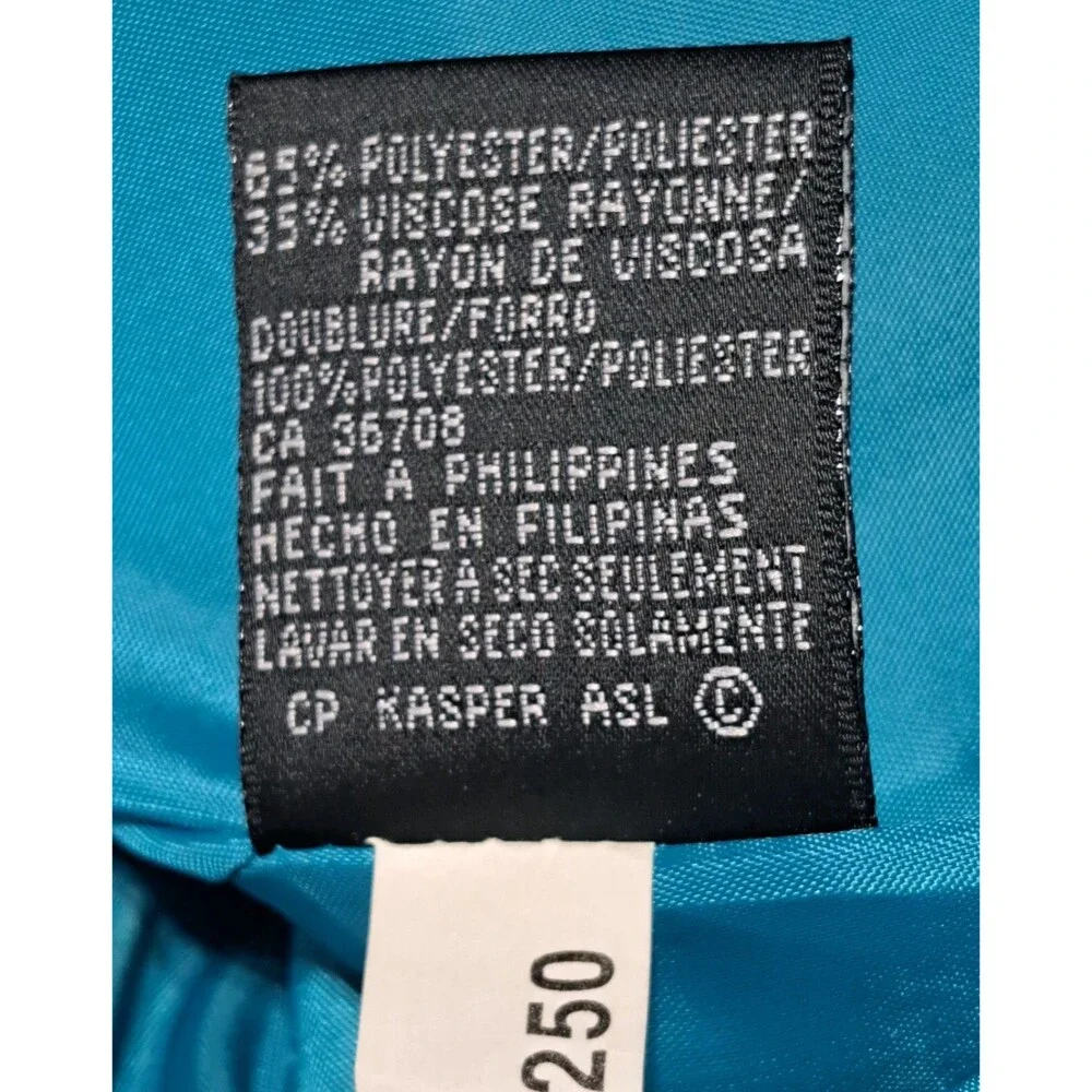 Vintage Kasper for ASL Short Sleeve 5 Button Blazer Shirt Sz 14 Petite dark teal - Picture 6 of 8